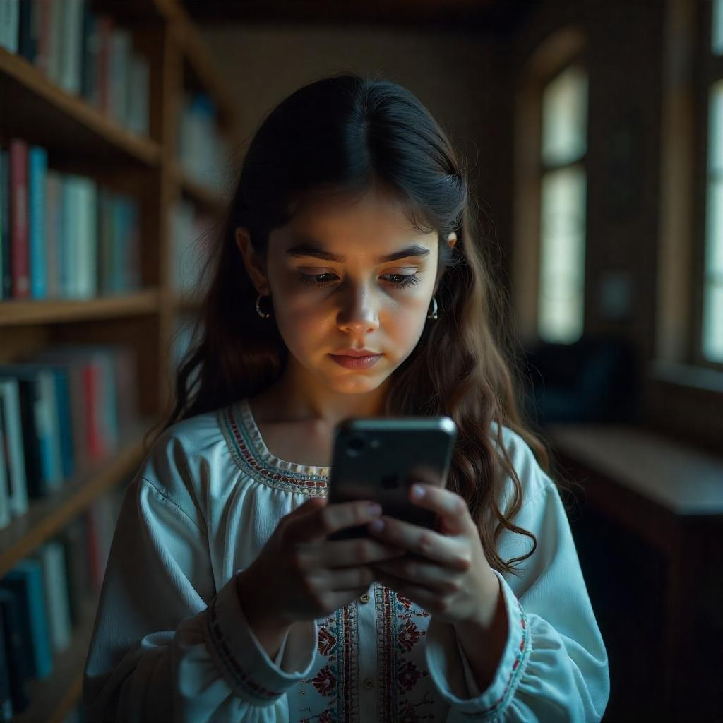 মোবাইল দিয়ে মুখ ঢাকা মেয়েদের পিক