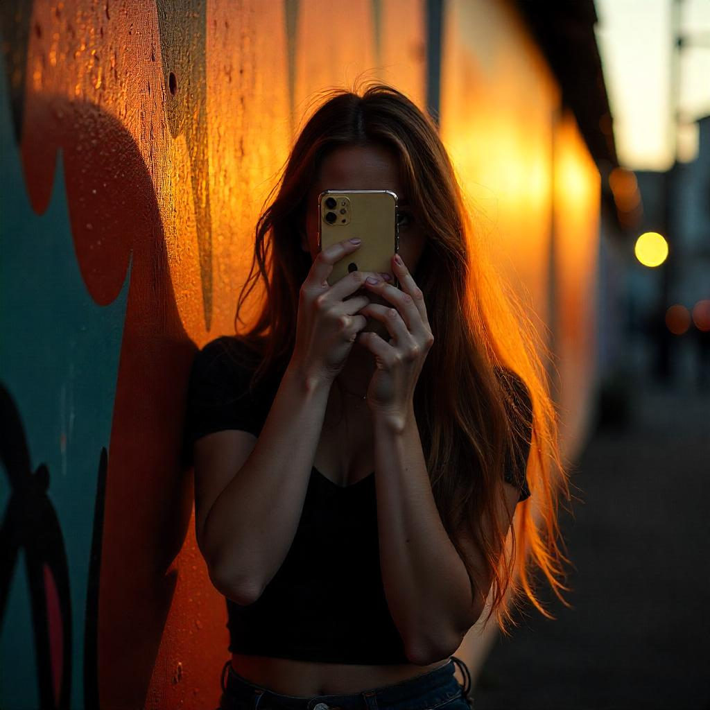 মোবাইল দিয়ে মুখ ঢাকা মেয়েদের পিক